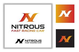 conception de lettre n de style de course de vitesse pour le modèle de logo d'atelier de voiture de course nitreux vecteur