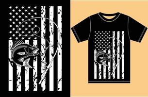 drapeau américain avec un design de t-shirt de pêche. cadeau de t-shirt pour les amateurs de pêche. t-shirt de pêche de vecteur de drapeau américain.