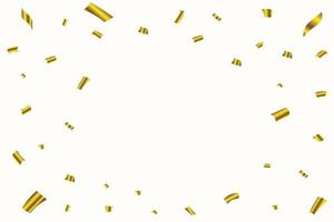 cadre tombant de confettis dorés isolé sur fond blanc. éléments du festival. anniversaire et célébration d'anniversaire. vecteur de confettis pour fond de carnaval. guirlandes brillantes et confettis tombant.