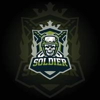 vecteur de logo de jeu e-sport soldat militaire. logo de jeu. création de logo de sport de mascotte. logo d'illustration vectorielle de mascotte d'animal de jeu. mascotte, conception d'emblème pour l'équipe d'esports.