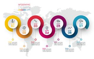 Cercle infographie étiquette avec étape par étape. vecteur