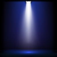 Lumières de studio pour la cérémonie de remise des prix avec la lumière bleue. des projecteurs illuminent la scène. Illustration vectorielle vecteur