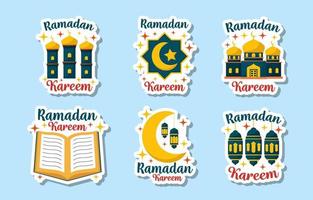 autocollant plat du mois de ramadan vecteur