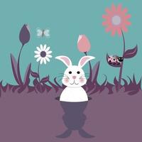 le lapin de pâques voit son ombre, le temps du printemps vecteur