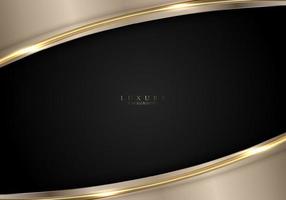 modèle moderne 3d abstrait rayures dorées de style luxe avec des lignes dorées brillantes et un design de décoration scintillant d'éclairage sur fond noir vecteur