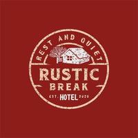 logo d'hôtel rustique rétro vintage, ou pour un cachet d'hôtel fiable vecteur