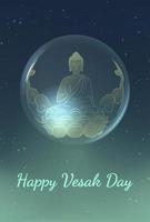 concept créatif du jour vesak pour carte ou bannière. bonne fête de bouddha avec la statue de siddhartha gautama vecteur