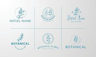 élément floral logo botanique dessiné à la main avec fleur sauvage et feuilles.logo pour spa et salon de beauté, boutique, magasin bio, mariage, designer floral, intérieur, photographie, cosmétique. vecteur