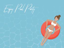 Profitez de Pool Party, femme sur l&#39;anneau de bain dans la mer vecteur