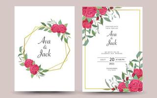 belle invitation de mariage avec un design de fond floral. vecteur