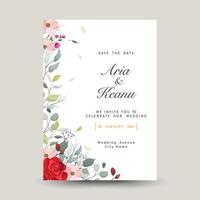 invitation de mariage avec un design de fond floral. vecteur