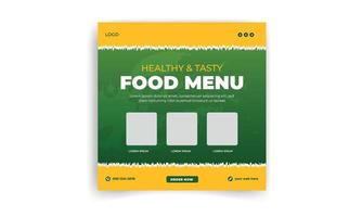 bannière de menu alimentaire post de médias sociaux. modèles de médias sociaux modifiables pour les promotions sur le menu alimentaire. ensemble d'histoire de médias sociaux et de cadres de publication. mise en page pour le marketing sur les réseaux sociaux. vecteur