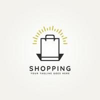 création d'icône logo art ligne minimaliste shopping vecteur