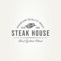 logo emblème de restaurant steak house rétro classique vecteur