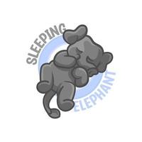 illustration de logo de mascotte de dessin animé d'éléphant endormi vecteur