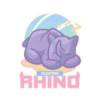 illustration de logo de mascotte de dessin animé de rhinocéros vecteur