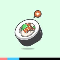 sushi solide avec symbole d'amour vecteur