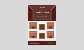 modèle de flyer de café, conception d'affiche de flyer de promotion de café. modèle de conception de flyer de café en ville. vecteur