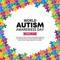 conception de la journée mondiale de sensibilisation à l'autisme avec des puzzles colorés entourant vecteur
