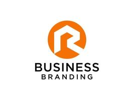logo moderne de la lettre initiale r. forme géométrique orange isolée sur fond blanc. utilisable pour les logos d'entreprise et de marque. éléments de modèle de conception de logo vectoriel plat.