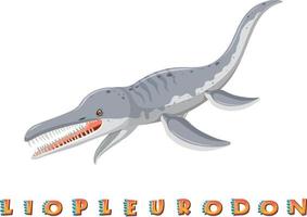 wordcard dinosaure pour liopleurodon vecteur