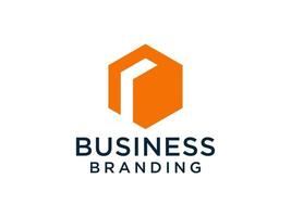 logo moderne de la lettre initiale r. forme géométrique orange isolée sur fond blanc. utilisable pour les logos d'entreprise et de marque. éléments de modèle de conception de logo vectoriel plat.