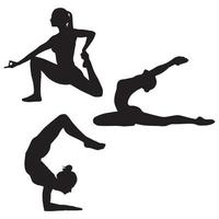 femme, yoga, gymnase, fitness, silhouette vecteur