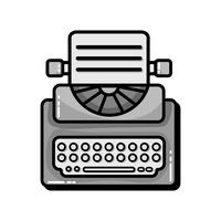 équipement de machine à écrire rétro en niveaux de gris avec document commercial vecteur