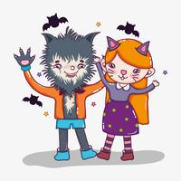 Halloween et dessins animés pour enfants vecteur