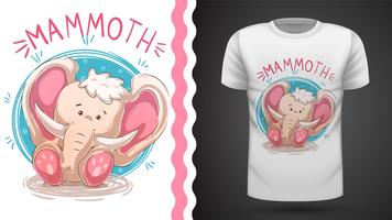 Tee-shirt elephant, mammoth - idea for print vecteur