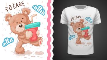 Ours en peluche mignon - idée d&#39;imprimer un t-shirt vecteur