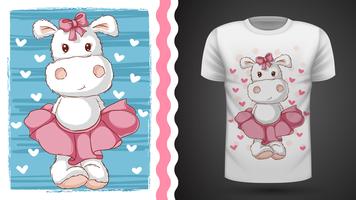 Hippo mignon - idée d&#39;imprimé t-shirt vecteur
