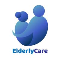 Logo en forme de coeur de soins de santé aux personnes âgées. Signe de la maison de retraite. vecteur