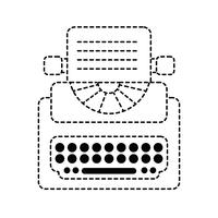 équipement de machine à écrire rétro en forme de pointillé avec document commercial vecteur