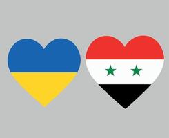 drapeaux de l'ukraine et de la syrie emblème national de l'europe et de l'asie icônes de coeur illustration vectorielle élément de conception abstraite vecteur