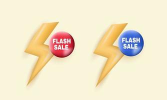 Étiquette de vente flash 3d arrondie vecteur