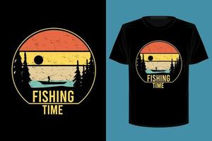 conception de t-shirt rétro vintage de temps de pêche vecteur