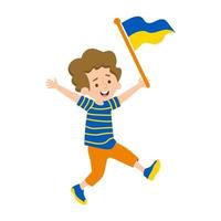 enfants tenant des drapeaux ukrainiens vecteur