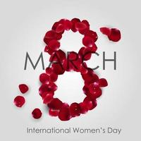 journée internationale de la femme avec des pétales de roses disposés en forme de 8th.vector vecteur