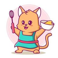 illustration de dessin animé de cuisson de chat mignon vecteur