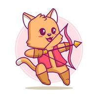 illustration de dessin animé mignon chat archer vecteur