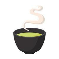 tasse à thé de style asiatique et illustration de vecteur de dessin animé de thé chaud objet isolé
