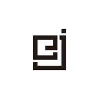 lettre ej simples lignes carrées symbole logo vecteur