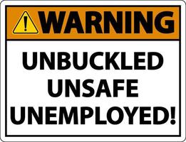 Attention signe de chômage dangereux débouclé sur fond blanc vecteur