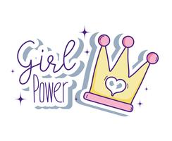 Girl power dessins animés mignons vecteur