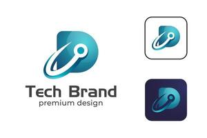 logo moderne de technologie de circuit de lettre d pour la marque d'identité vecteur