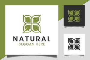 logo de feuille de fleur naturelle biologique pour la beauté de la nature, le salon, les soins de la peau, les cosmétiques, la conception d'icônes de spa vecteur