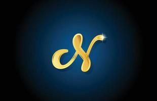 création d'icône de logo de lettre de l'alphabet n or doré. modèle de luxe créatif pour entreprise et entreprise vecteur