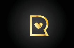 conception d'icône de logo de lettre d'alphabet de coeur d'amour d'or d'or d'or. modèle créatif pour entreprise ou entreprise vecteur