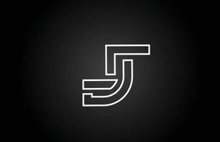 ligne j création d'icône de logo lettre alphabet noir et blanc. modèle créatif pour entreprise et entreprise vecteur